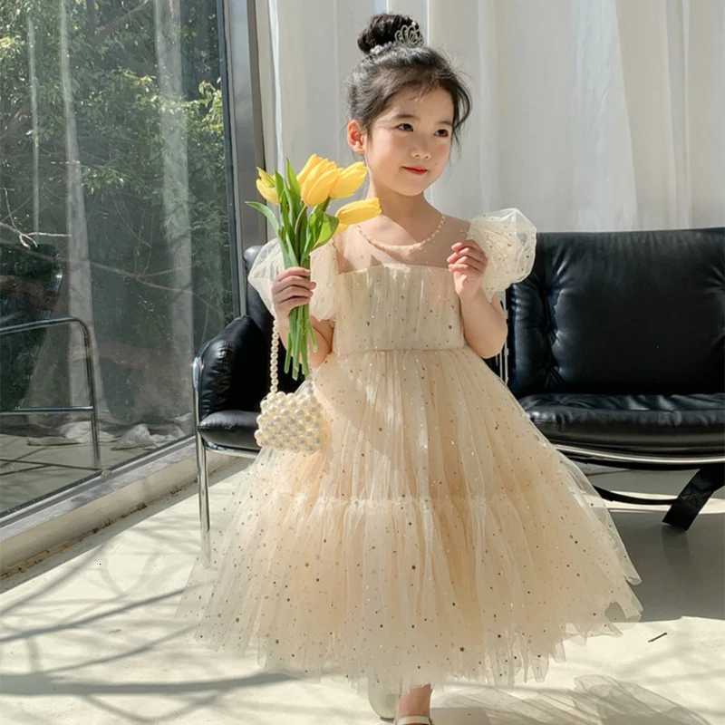 Summer Kids Girls Dress Baby Temperament Princess Dress Cute Sweet Childrens Dress Westernized Dreamy Yarn Dress Z250904