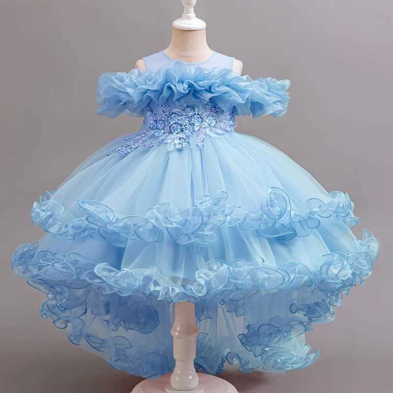 Girl Flower Princess Sequins Baby Wedding Christmas Party Tail Dress Birthday Party Wedding Flower Girl Sweet and Cute Dress Z250904