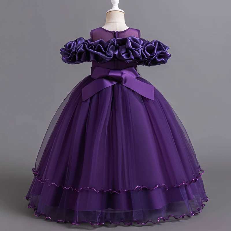 1326 New Elegant Girl Party Dress Long Wedding Bridesmaid Dress 4-12 Year Old Mesh Embroidered Graduation Ball Evening Dresses Z250904