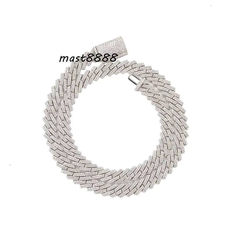 Mens and Womens VVS Iced out Cuban Link Chain Hip Hop Jewelry 10mm Moissanite Necklace and S925 Sterling Silver Bracelet