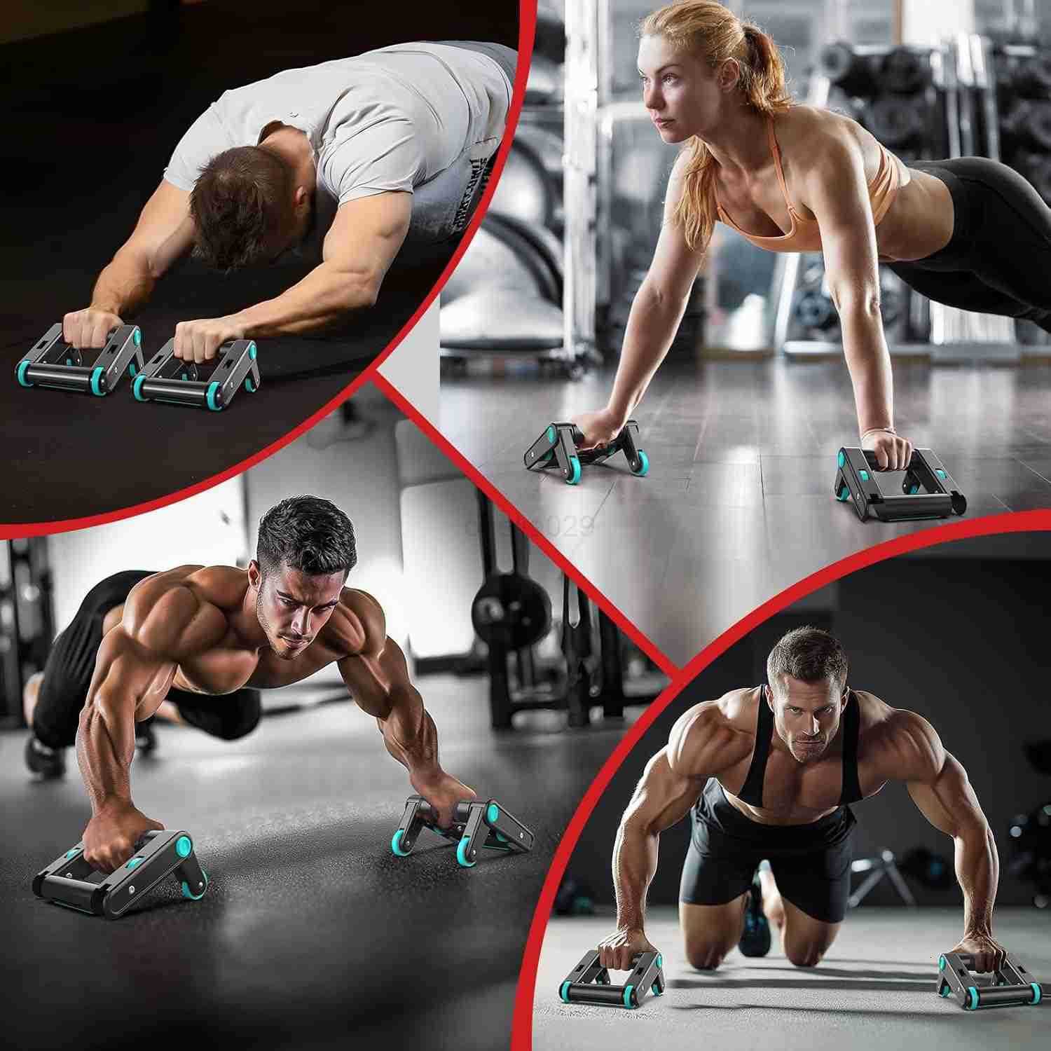 Ab Roller Wheel 2In1 Exercise Roller Wheels PushUp Bar Abdominal Exercise Machine Ab Workout Equipment for Core Strength Training Abs Exercise Roller 