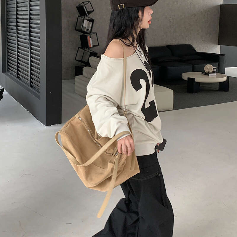 Women Bag Fashion Bag Leather Bag Frosted Cowhide Large Capacity Tote For Women New Niche Design Lazy Style Single Shoulder Underarm Bag Wi