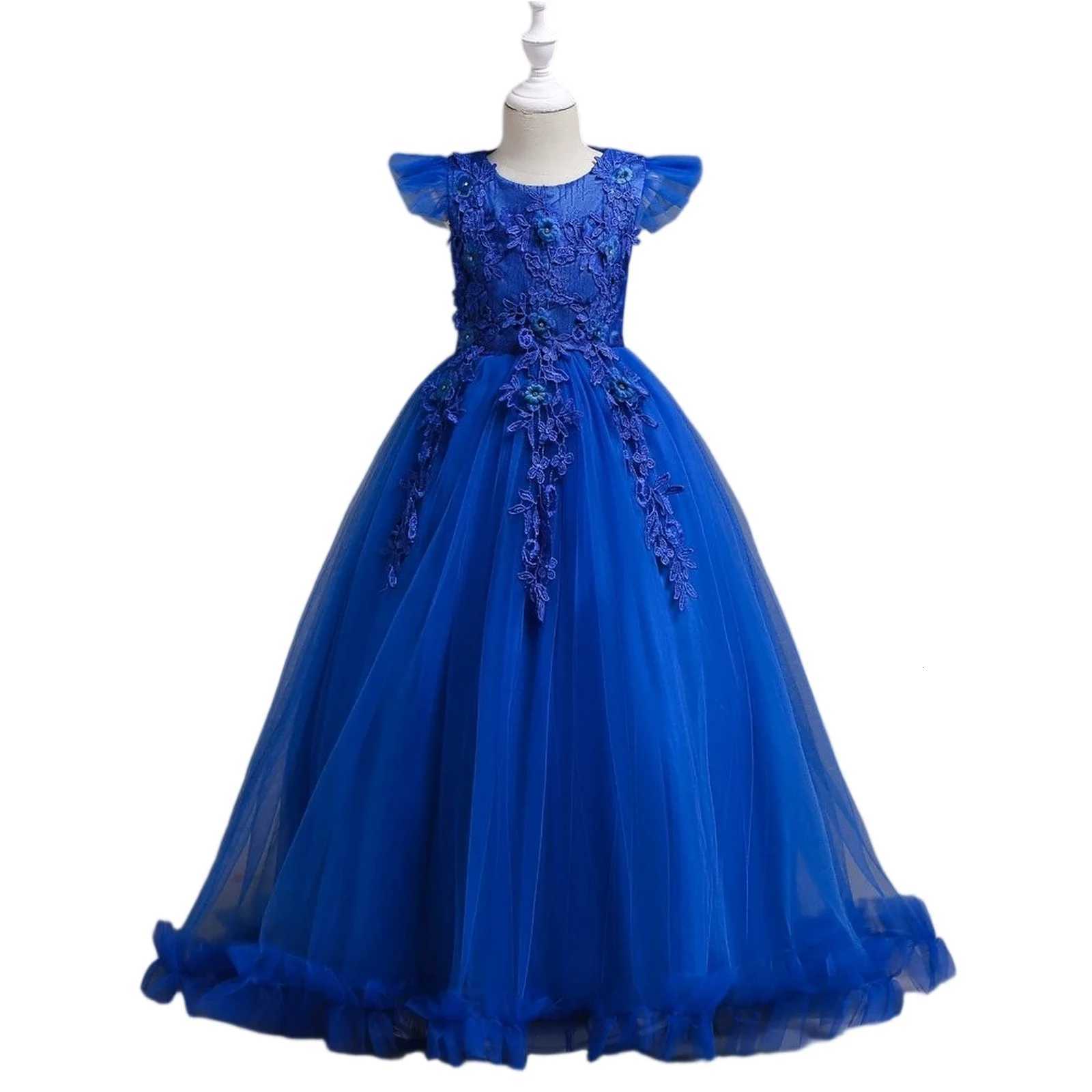 5-14 Years Green Burgundy Flower Girl Dresses Tulle Lace Long Princess Party Pageant Dresses for Girls Dresses for Girls Z250904