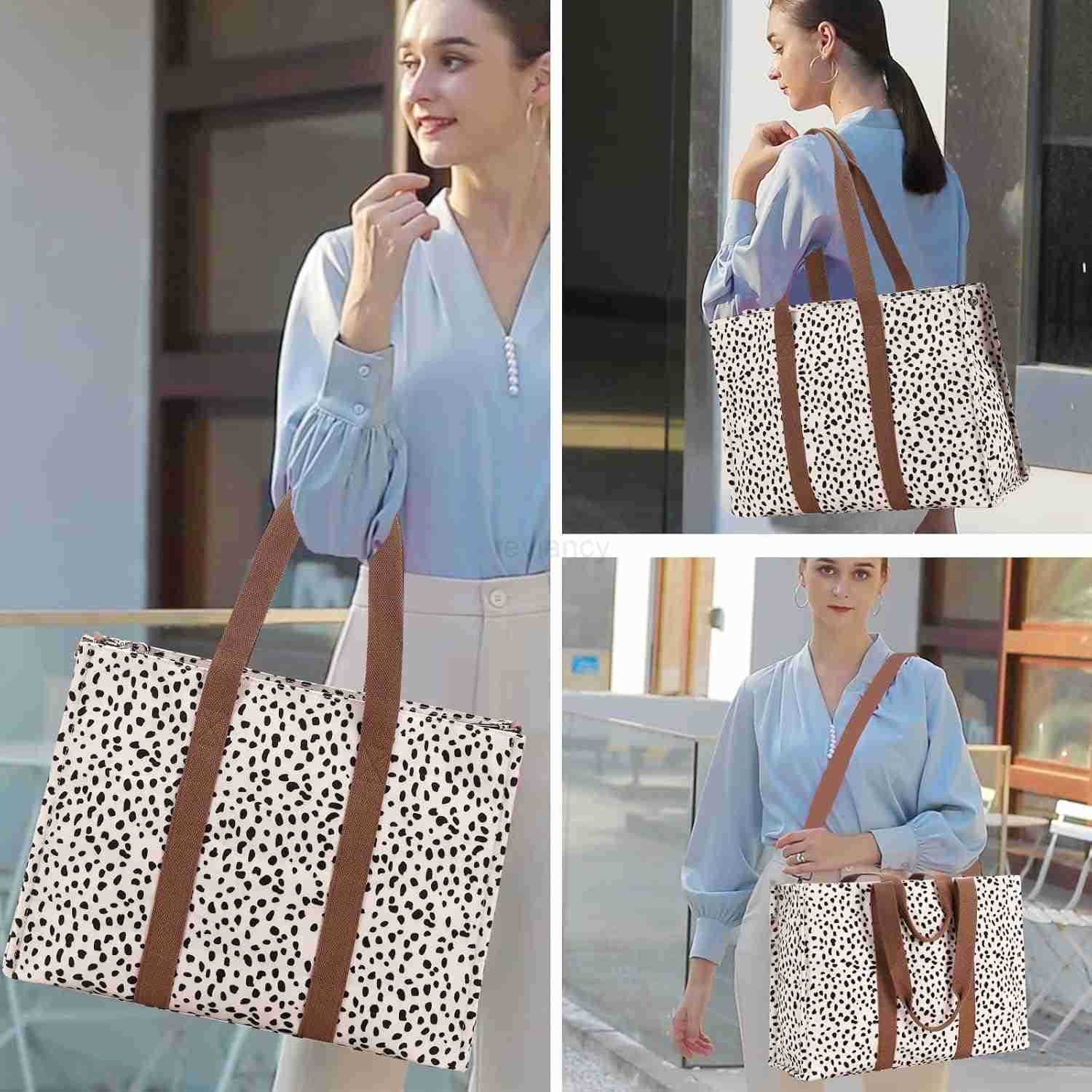 Tote Bag for Women Work 156 inch Canvas Shoulder Bags Computer Messenger Purse Teacher Handbag Office BriefcaseW250904