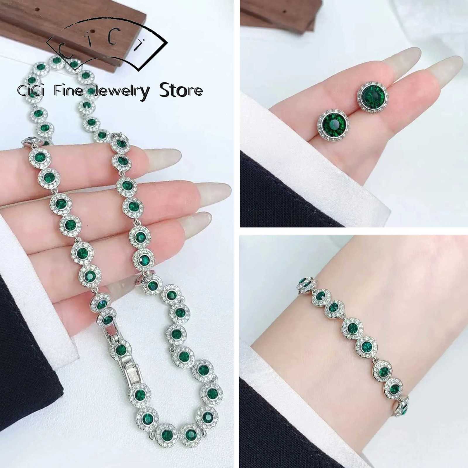 2025 New Fashion Dazzling Round Perfect Crystal High Jewelry Set Charming for Women Bracelet Earrings Necklace Ring Wedding GiftXJ250904