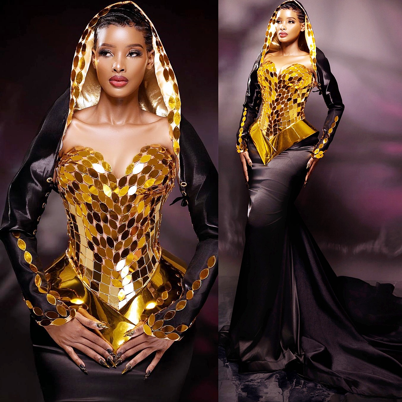 Aso Ebi Black Mermaid Prom Dress 2025 Crystals Full Sleeves Satin Evening Formal Party Birthday Dresses Robe De Sorrie Reception Gowns For Special Occ