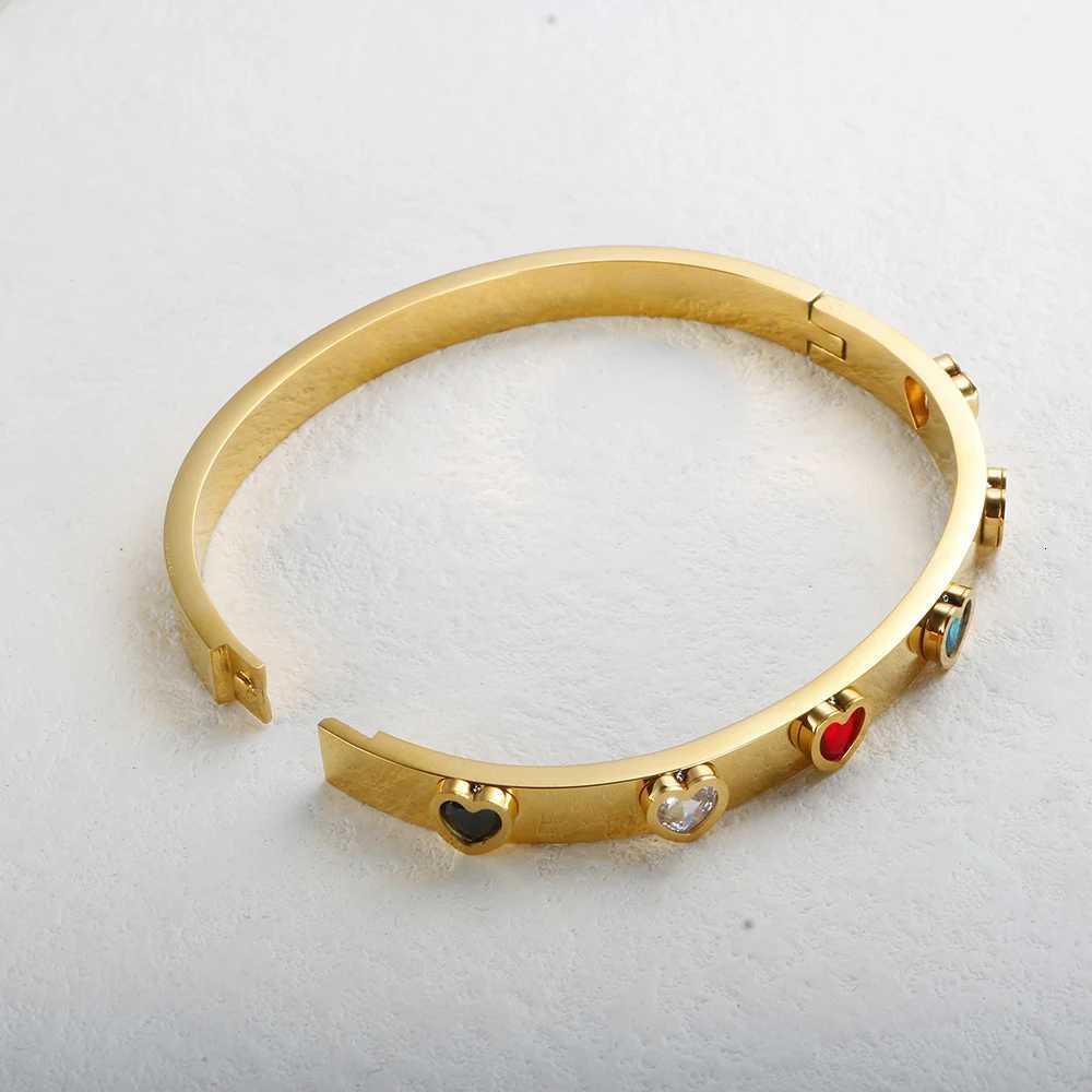 New Trend Stainless Steel Colorful Zircon Shed Bracelet for Women Friendship Bangle Jewelry Gift Y250904