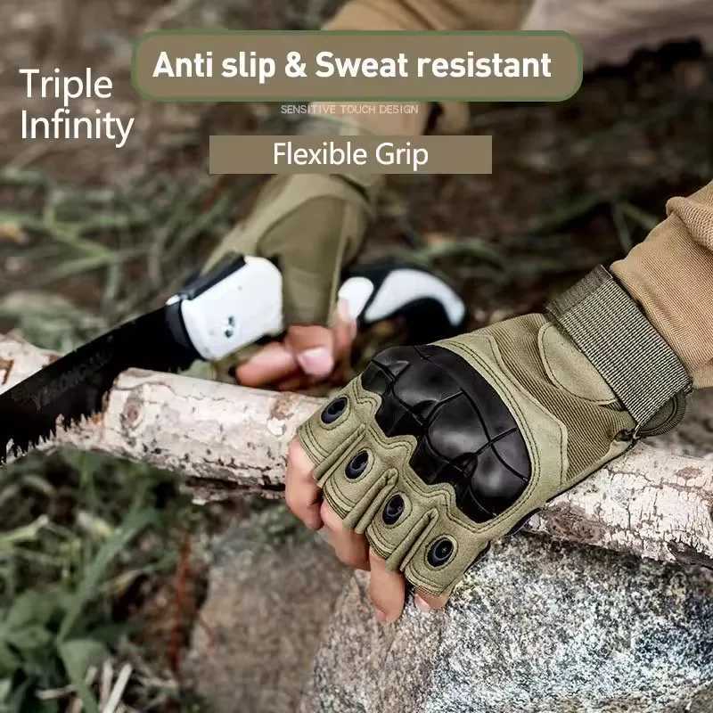 Mens WoMens Summer Tactical Gloves Half Finger Reinforced Palm Durab AntiSlip Protective Military Sty for Hunting CyclingXJ250904
