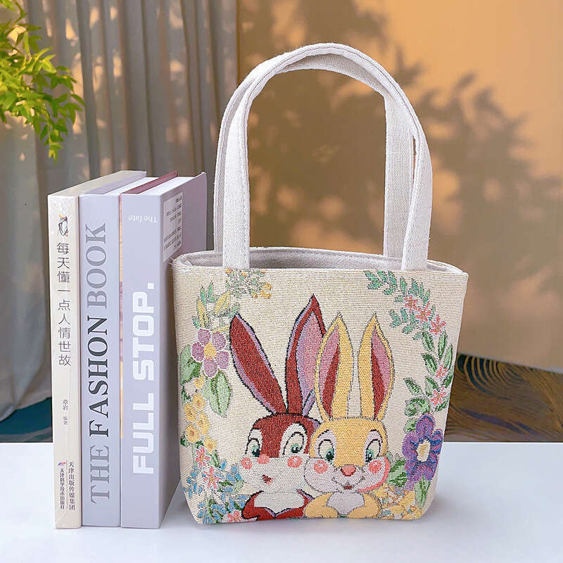 Canvas Jacquard Embroidered Cute Cartoon Phone Bag Mini Artistic Fresh Handbag Simple