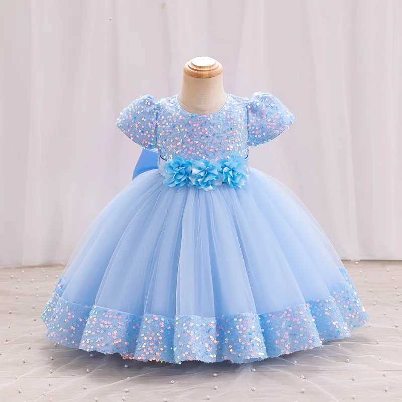0-6 Years Old Baby Flower Sequin Dress for Girls Sequin Bow Princess Dress Carnival Birthday Performance Costume Z250904