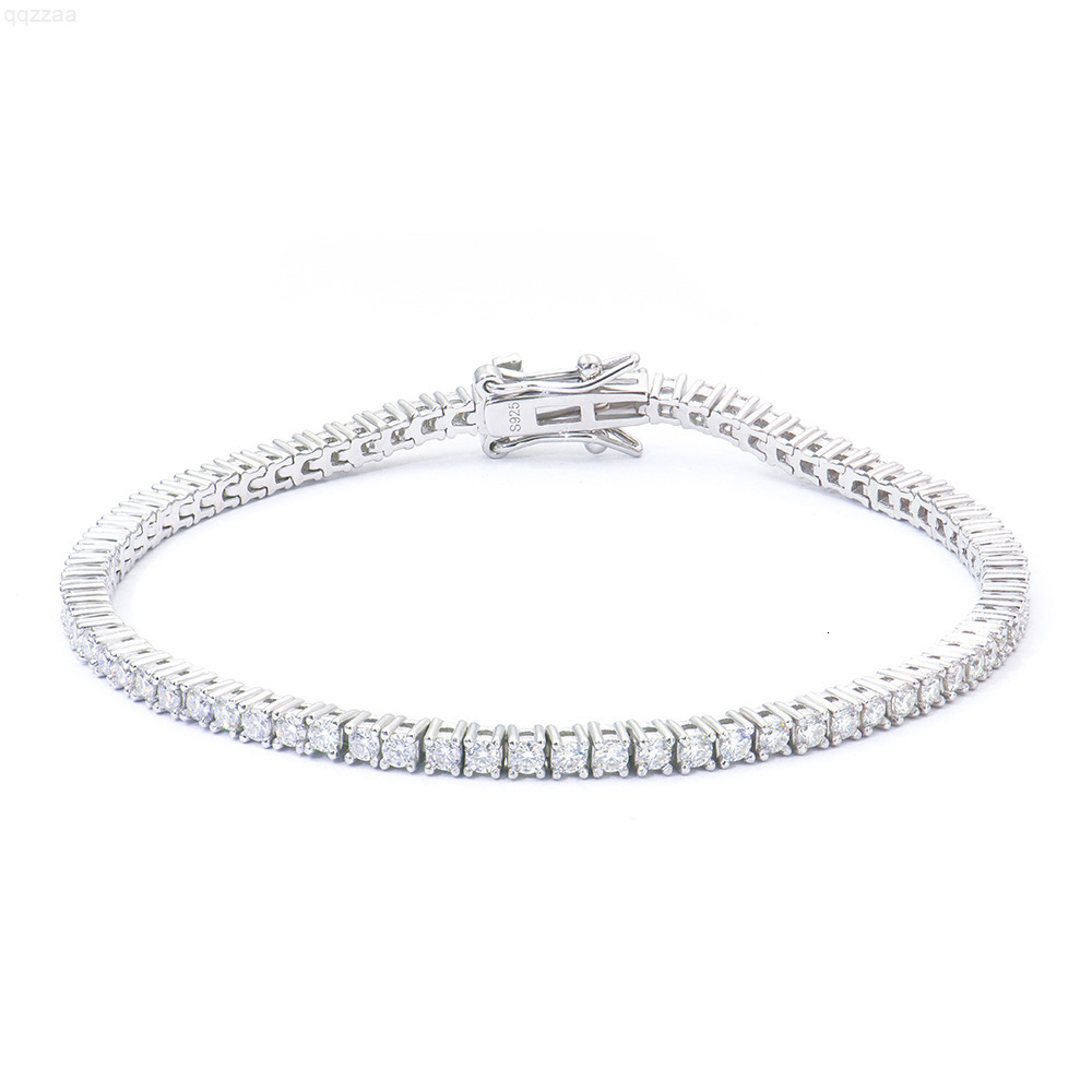 S925 Sterling Silver 2mm D VVS Moissanite Tennis Chain Mossanite Bracelet for Women Men Luxury Jewelry Hip Hop Style