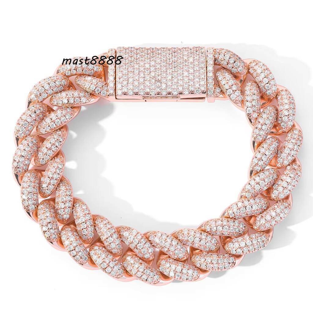 14mm Hip Hop Rose Gold Bubble Cuban Link Chain Iced Out 925 Sterling Silver Moissanite Diamond Custom Necklace Fashion Jewelry