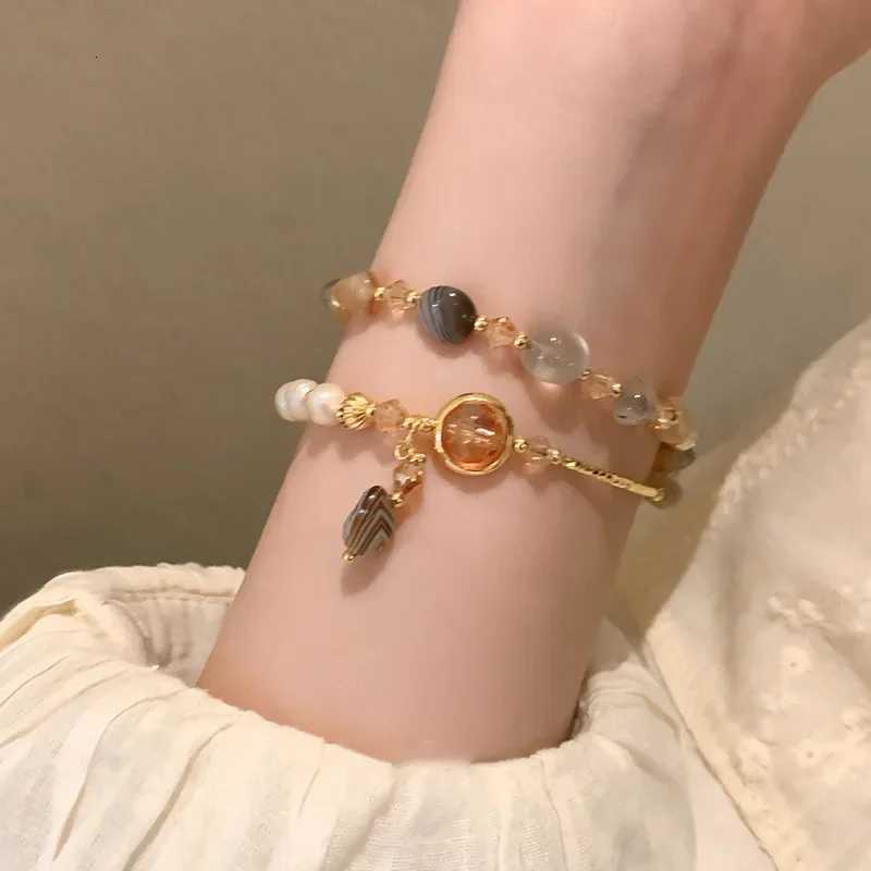 Fashion DoubleLayer Crystal Pearl Beaded Bracelet For Women Vintage Ethnic Stacking Bracelets Bangle Hand Jewelry GiftsXJ250904