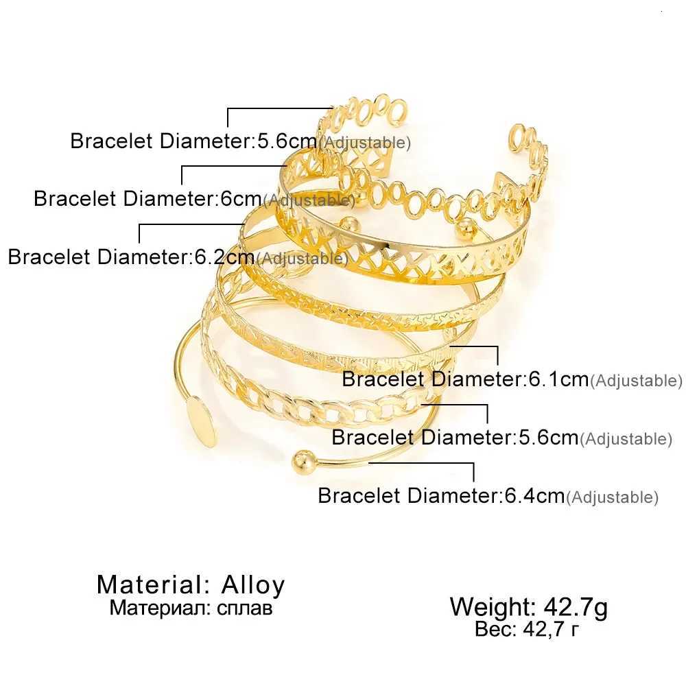 Vintage CShe Gold Color Bracelet Set Simple Metal Open Mouth Adjustable Bracelet for Women 2024 Tren Quality Jewelry GiftsXJ250904