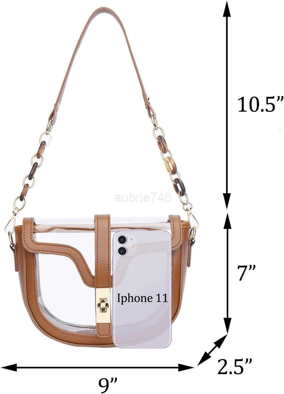 Clear Crossbody Bag for Women Stadium Approved Vegan Leather Concert Shoulder Sports SeeThrough Purse M250904