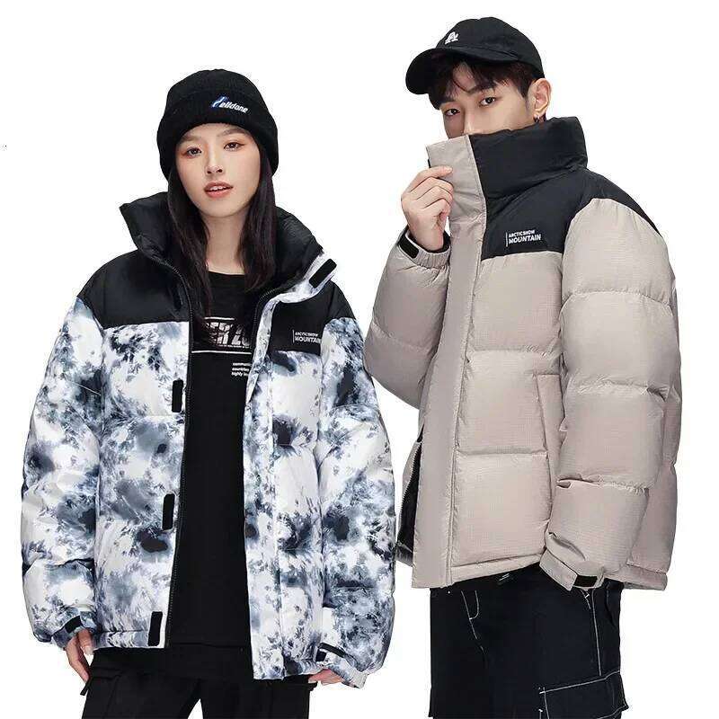 Winter Couples' Coat 90 White Duck Down Jackets For Men & Women Korean Thickened Stand Collar Patchwork Outerwear Jk-996
