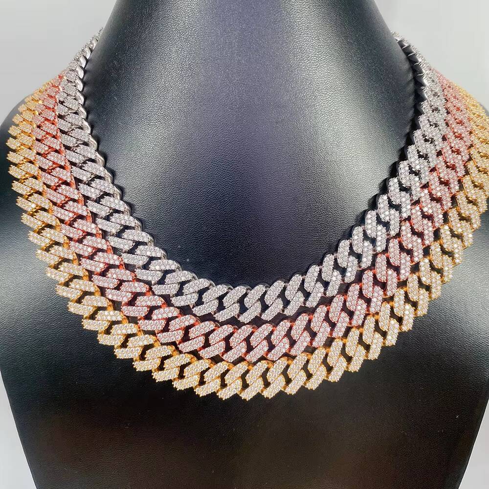 Unisex Luxury Sterling Silver Mens Necklace Moissanite Cuban Jewelry