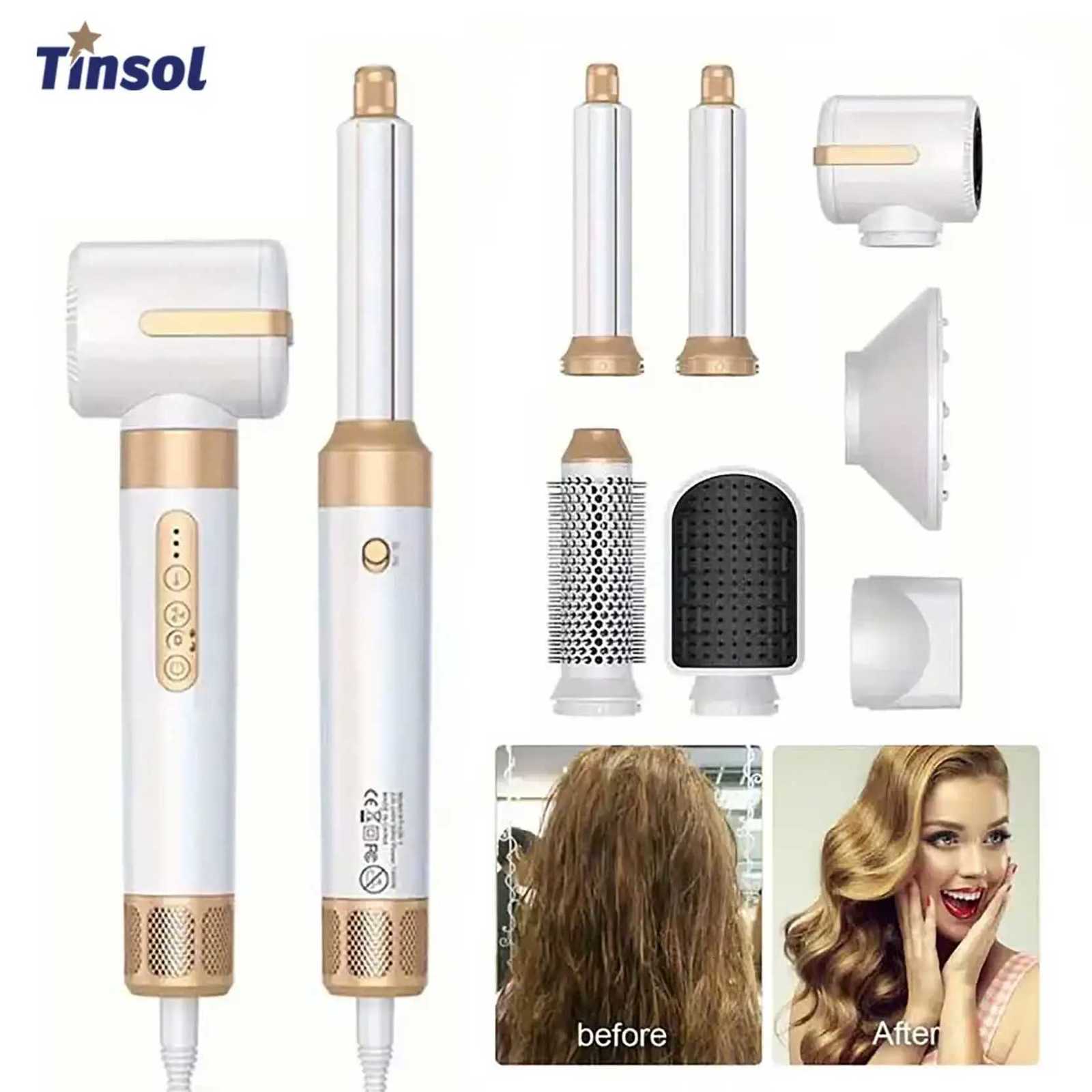 7in1 MultiFunction Hair Dryer 1400W Powerful Straightener Hot Brush Hot Comb Set Hair Styler Professional Curling IronW250904