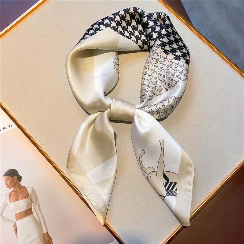 Luxury Brand Print Square Scarf Wen Soft Satin Horse Haiand Neckerchi Off Hijab band Foard Bag Ribbons Gift G250904