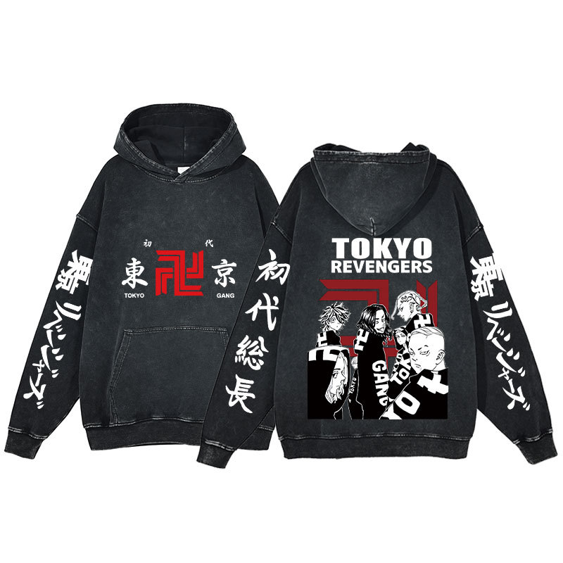 Anime Tokyo Revengers New Hoodie Print Harajuku Washed Hooded Sweatshirt Men's - VT2745