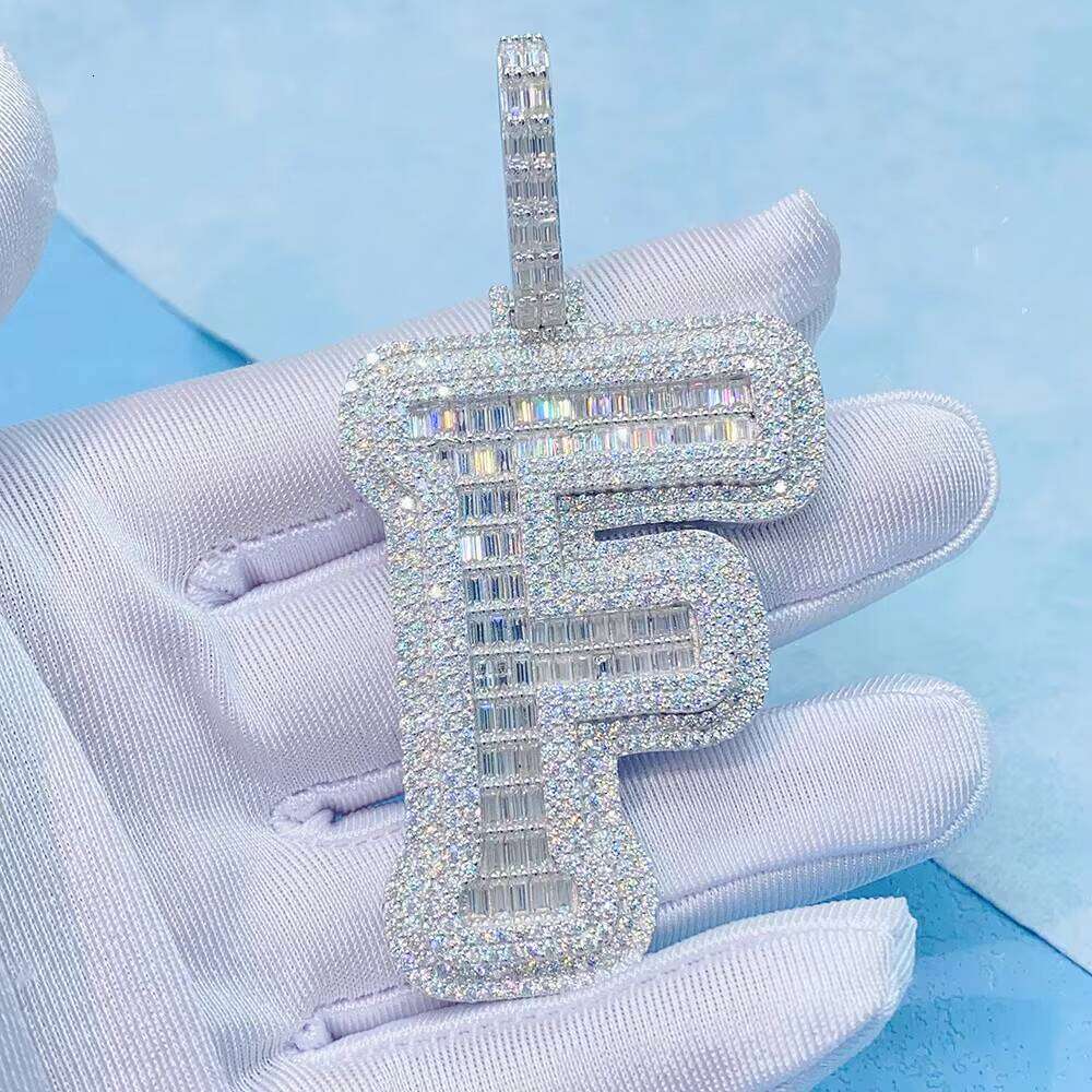 Sterling Sier Fashion Jewelry Necklace Hip Hop Moissanite Letter Pendant Gift