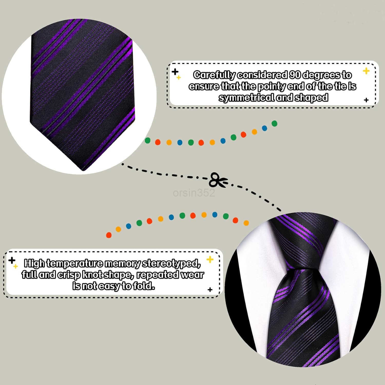 Man Stripe Ties Set Silk Woven Pocket Square Necktie Cufflinks Formal Party BusinessW250904