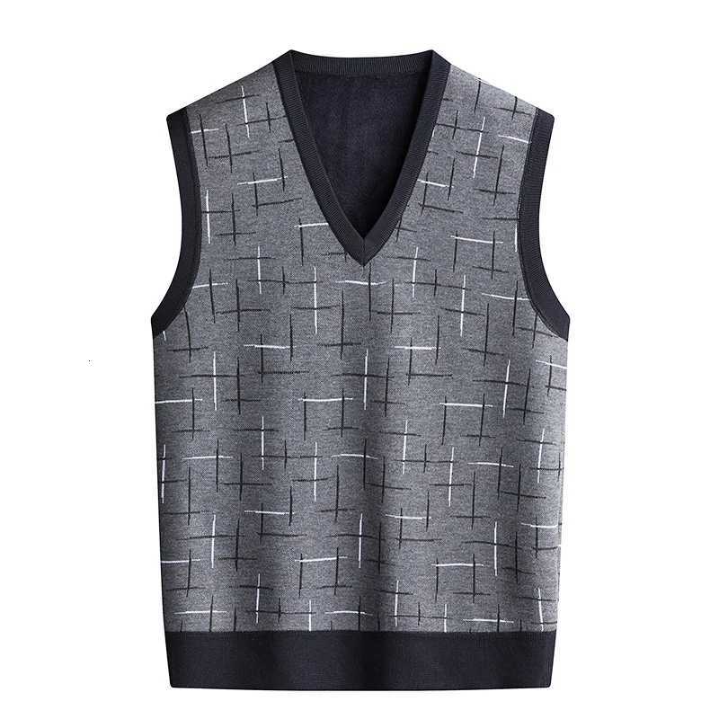 Autumn Winter Mens Sweater Vest Casual Sleeveless Knit Waistcoat Men Fashion Vneck Cardigans Man Clothes Knitted WaistcoatXJ250904