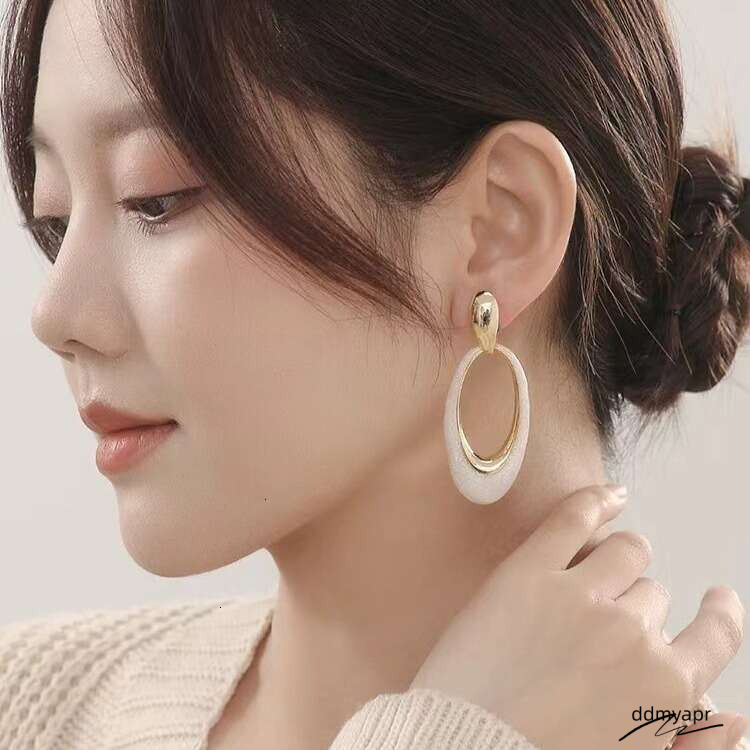 Enamel Geometric - Oversized Ddmyday Hollow Pearl White Dangle Earrings With Shell Motif (2025 Minimalist Statement Jewelry) Ddmyday