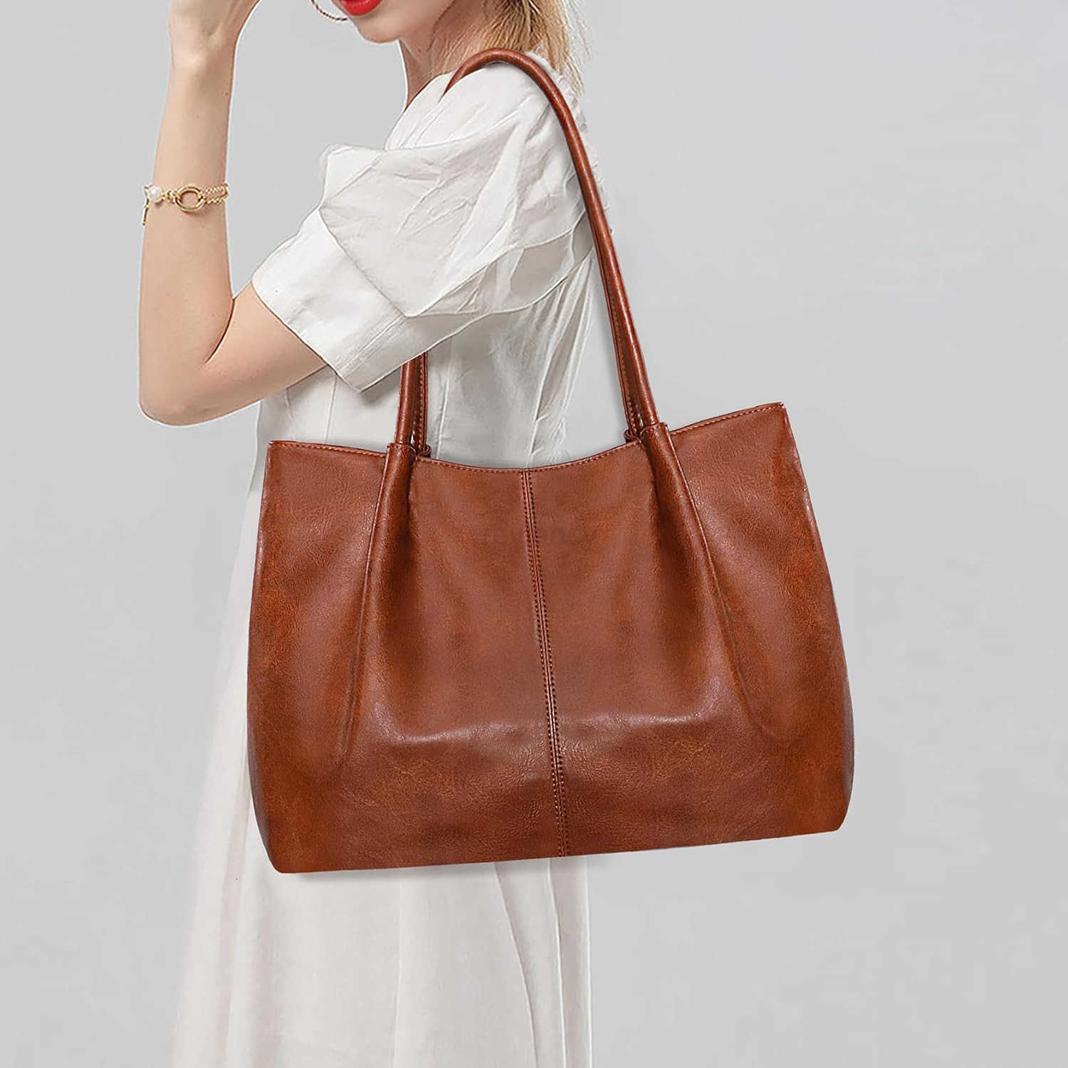Large Tote Bag for Women Work Vegan Leather 16L Ladies Handbags Womens Big Purses Shoulder for TravelW250904