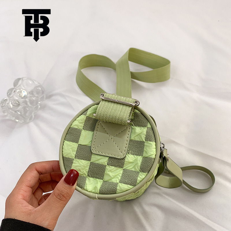 TB BHULAMTE 2025 New Women's Single Shoulder Bag Trendy Fashion Crossbody Phone Bag Checkerboard Designer s bag Wide Strap Cylinder Bag for Women