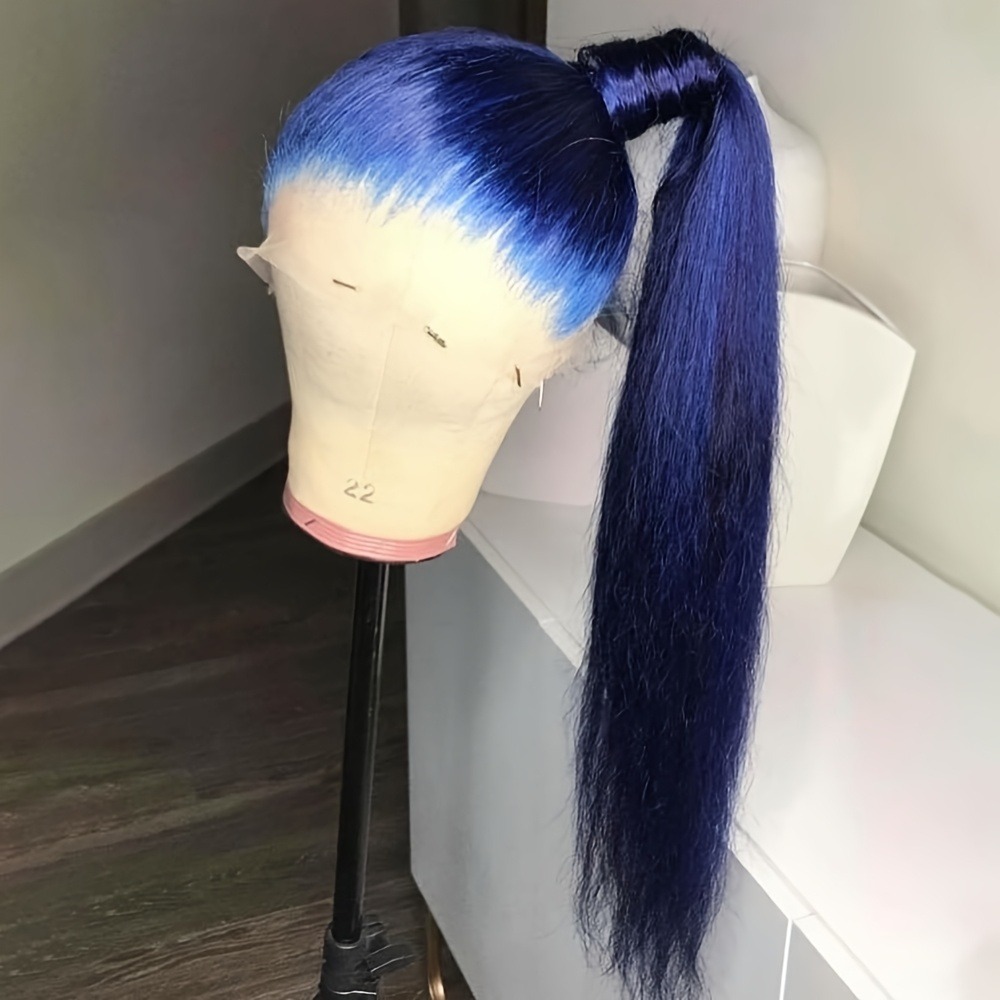 Midnight Blue Wig 13x6 Lace Front Glueless Wigs Human Hair 13x4 Ready To Wear Straight Lace Frontal Wig PrePlucked Lace Closure Wig Synthetic For Wome