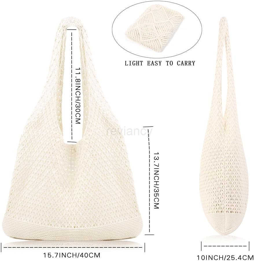 Crochet Beach Tote bag Summer Beach Bag for Women Aesthetic Mesh Tote Bag Hippie Bag Knit BagW250904
