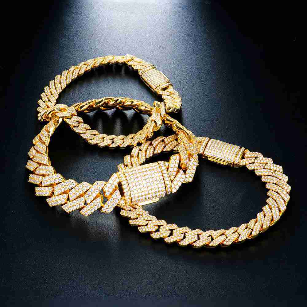 Fine Jewelry 8mm 10mm 14mm Full Moissanite Cuban Link Bracelet D VVS Iced 925 Sterling Silver Cuban Bracelet