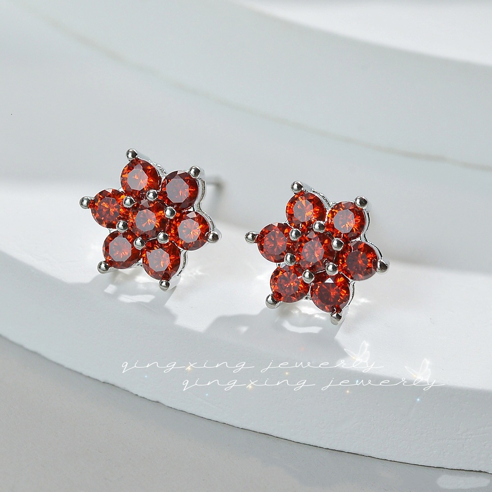 New Flower Colorful Zircon Earrings Classic Designer Luxury Free Shipping Floral Earrings Cross-border Hot Sale Christmas Snowflake Fashion Earrings