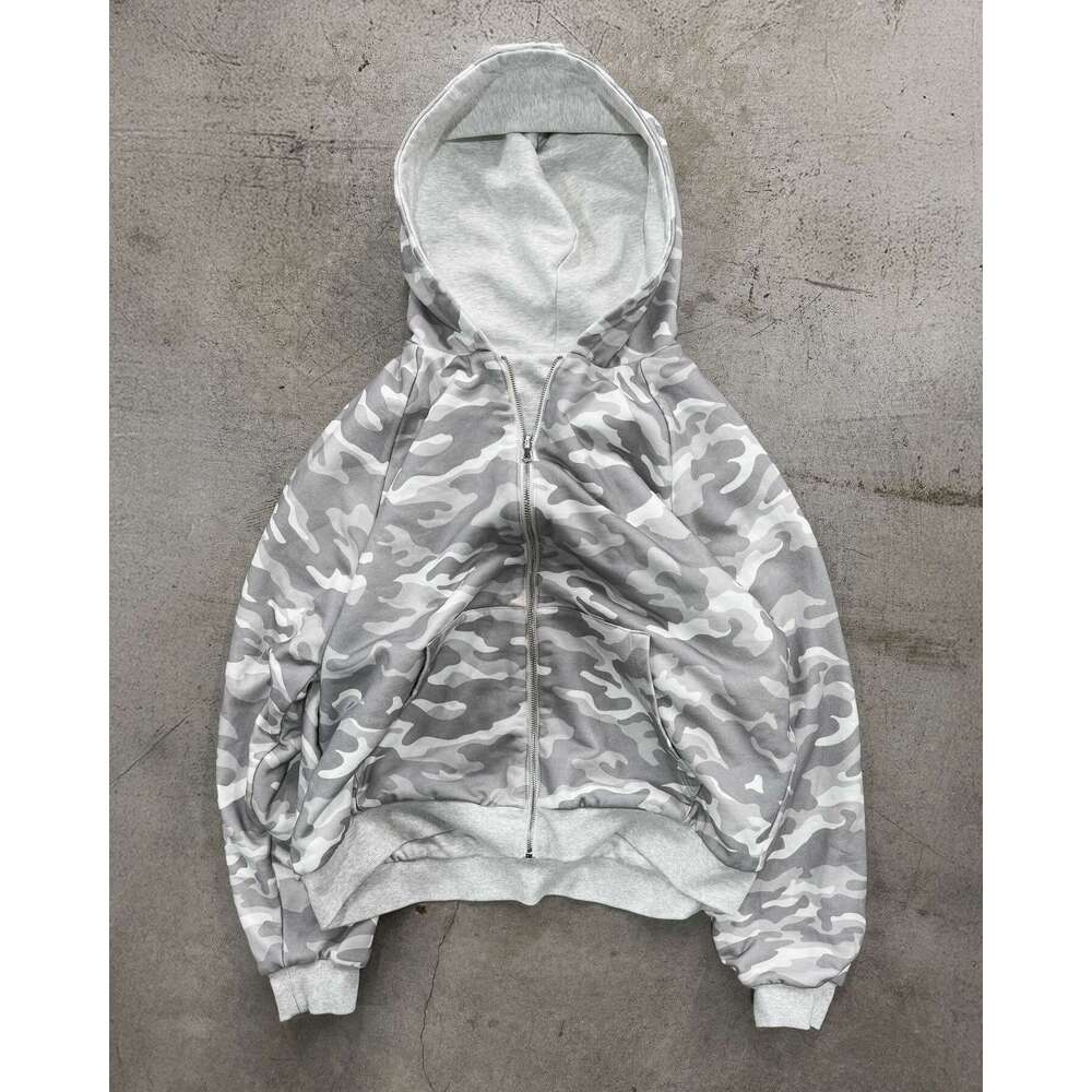 Camouflage Reversible American Style Zipper Hoodie Sweatshirt Autumn Jacket Couple Trendy Top