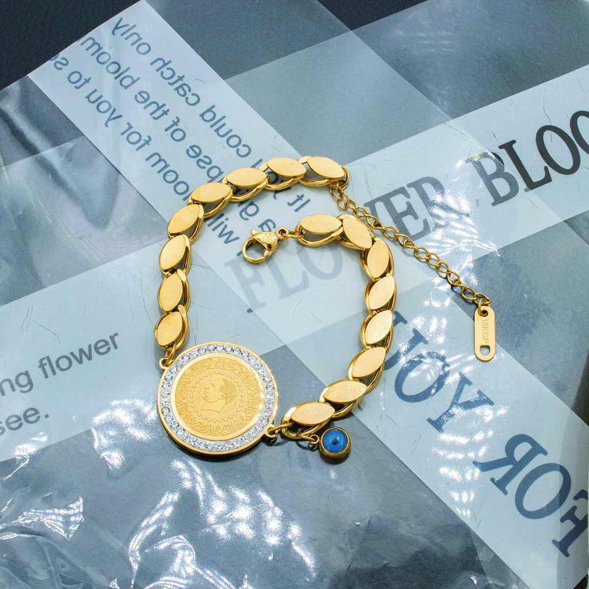 2025 New Luxury Gold Color Charm Bracelet Stainless Steel Jewelry for Women Hypoallergenic Gift Party Accessories Y250904