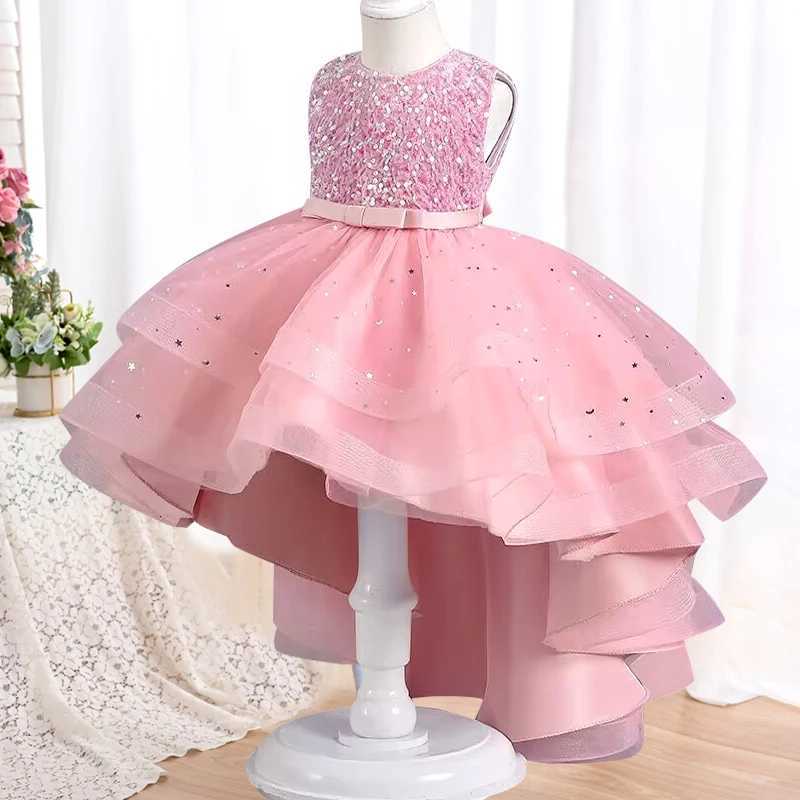 Girls Sleeveless Sequin Jumpsuit Trailing Birthday Communion Party Dress Flower Girl Pageant Party Dress Trailing Sequin Tulle Z250904