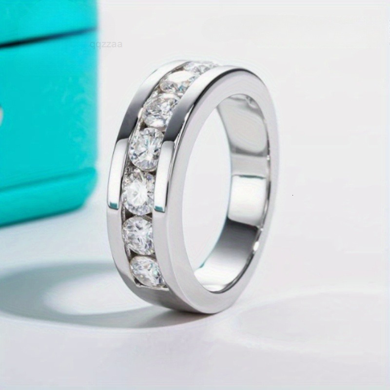 Unisex Unique Design 925 Sterling Silver Fine Moissanite Ring for Solid Wedding Engagement Anniversary Bands