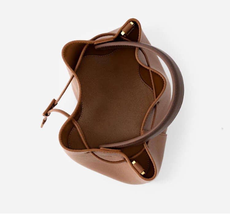 DHEssentials 2025 Women's Fashion Bucket Bag, PU Leather, Drawstring Top, Folded Design, Crossbody/Handheld, Wine Red/Light Brown/White