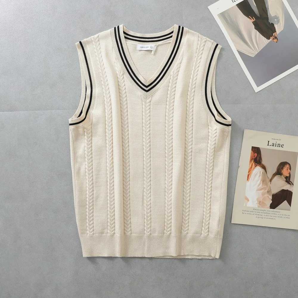 TRAFZR Vests for Men Winter Knitting Sweater V Neck Knit Waistcoat Sleeveless Knitted Solid Y2k Fashion Elastic Sweater VestXJ250904