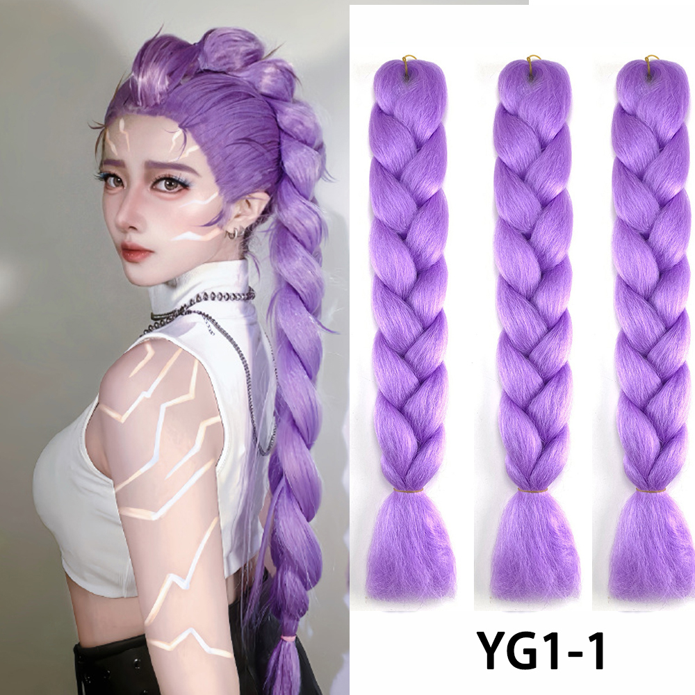 KPOP Rumi Ombre Color Synthetic Braiding Hair for Hair 24 Inch Braiding Hair Extensions Accessories Jumbo Braids 100G/Pack Hair Wefts Women DIY Hair E