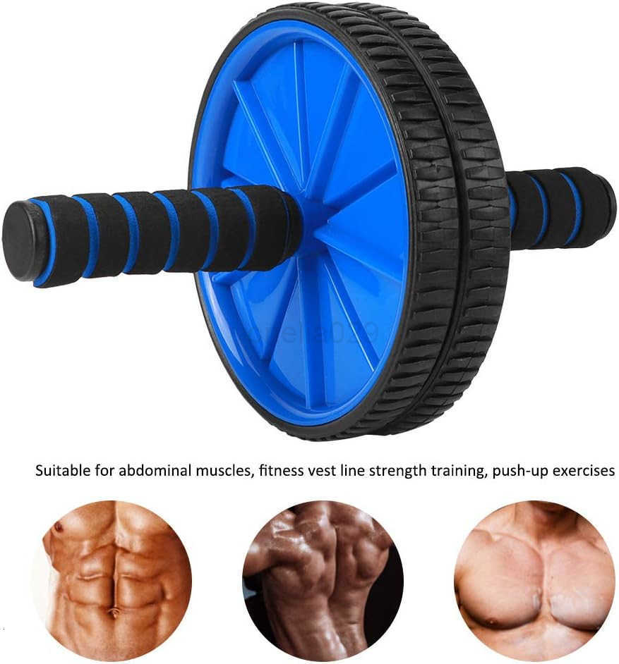 AB Roller Wheel Blue Dual Roller Abdominal Exerciser 18cm Diameter Sponge Roller Fitness Equipment for Effective Training and Core Workouts W250904