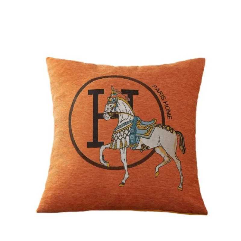 Designer Light luxury highend pillow cushion cover horse 3D printing modern style sofa seat cover machine washable and antifading Y251105