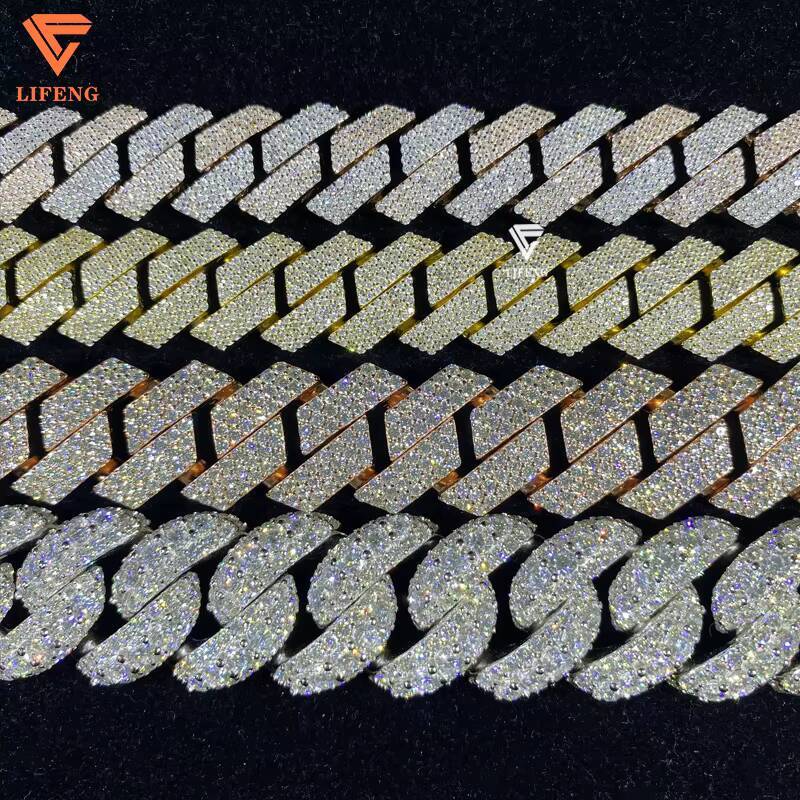 Hot Sale 925 Silver Cuban Link Chain Fine Jewelry Moissanite Necklaces 15mm 18mm 20mm Sizes 100 Pass Diamond Tester Ice Miami