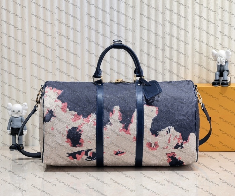 Designer Travel bag unisex duffle bag Luggage outdoor Backpack Canvas flame rose silk screen printing handbag Fashion Men Travel School Mochilas