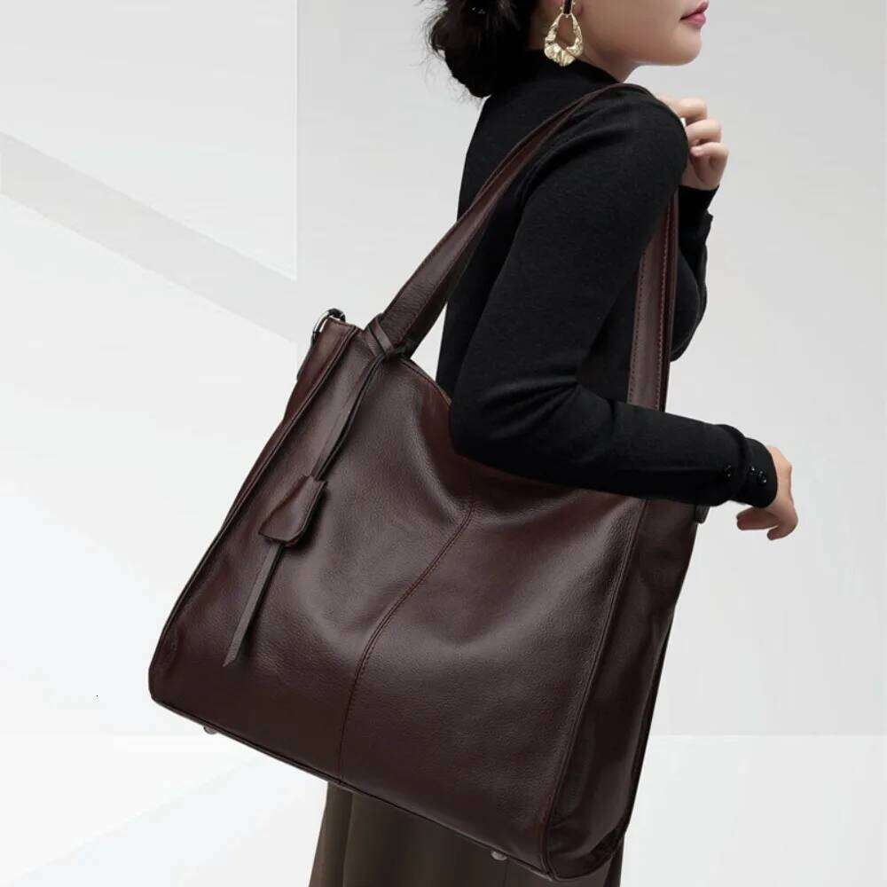 Leather For Women, Large Capacity Commuter Tote Wide Strap Shoulder Crossbody Bag, Bucket Bag