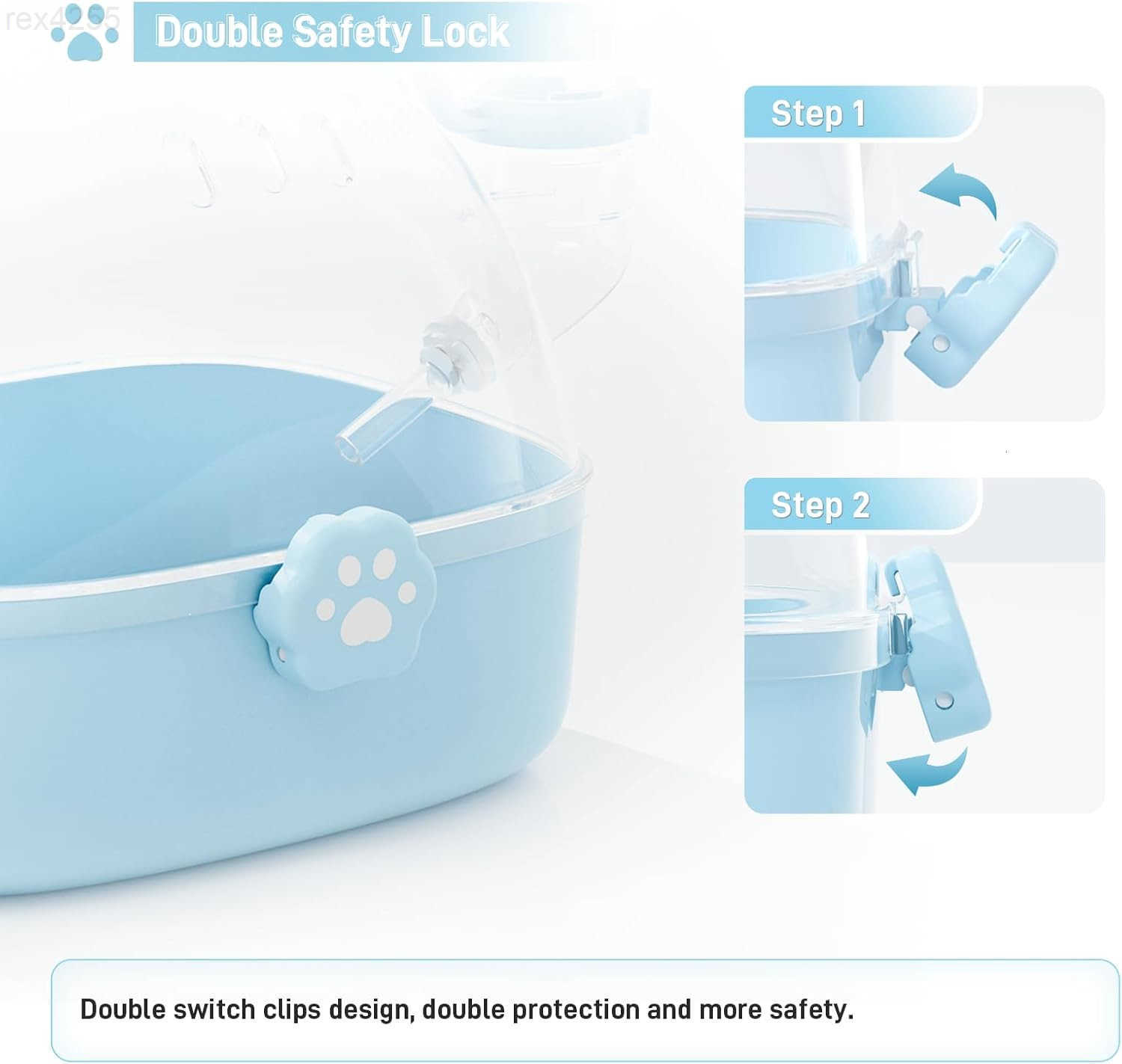 Small Animal Carrier Cage with Water Bottle Portable Hamster Travel Carrier Carry Case 724 L669 W 642 H for Small Pets Gerbils Mice Dwarf Hamster Blue