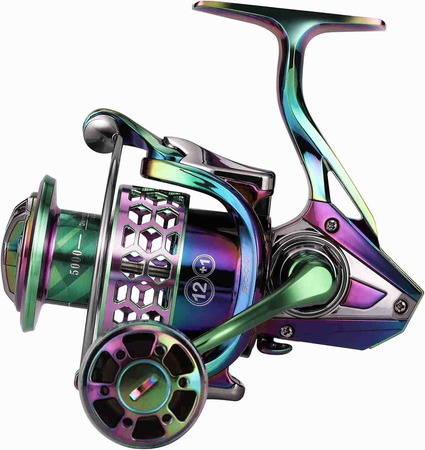 Fishing Reel Colorful Aluminum Frame Spinning Reels with 121 Stainless BB Oversize Aluminum Handle for Saltwater or Freshwater Fishing W250904