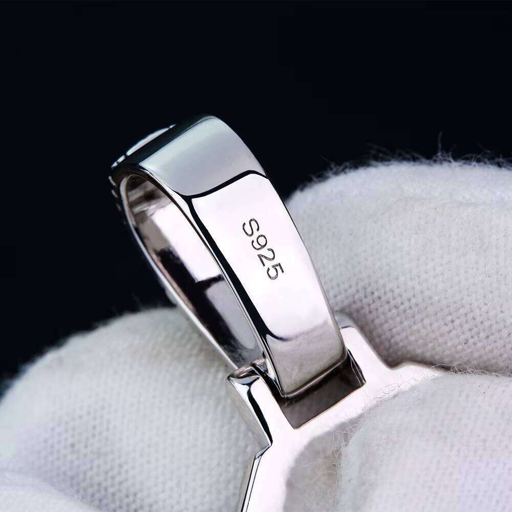 Hip-Hop Sier Name Initial Design Silicon Stone Pendant Iced VVS French Long Stick Necklace