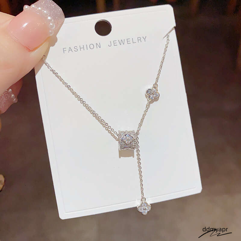 Delicate Ddmyday Four-Leaf Clover Necklace - Gold Plated Floral Pendant Chain For Women | Dainty Lucky Charm Jewelry (35Cm+5Cm) Ddmyday